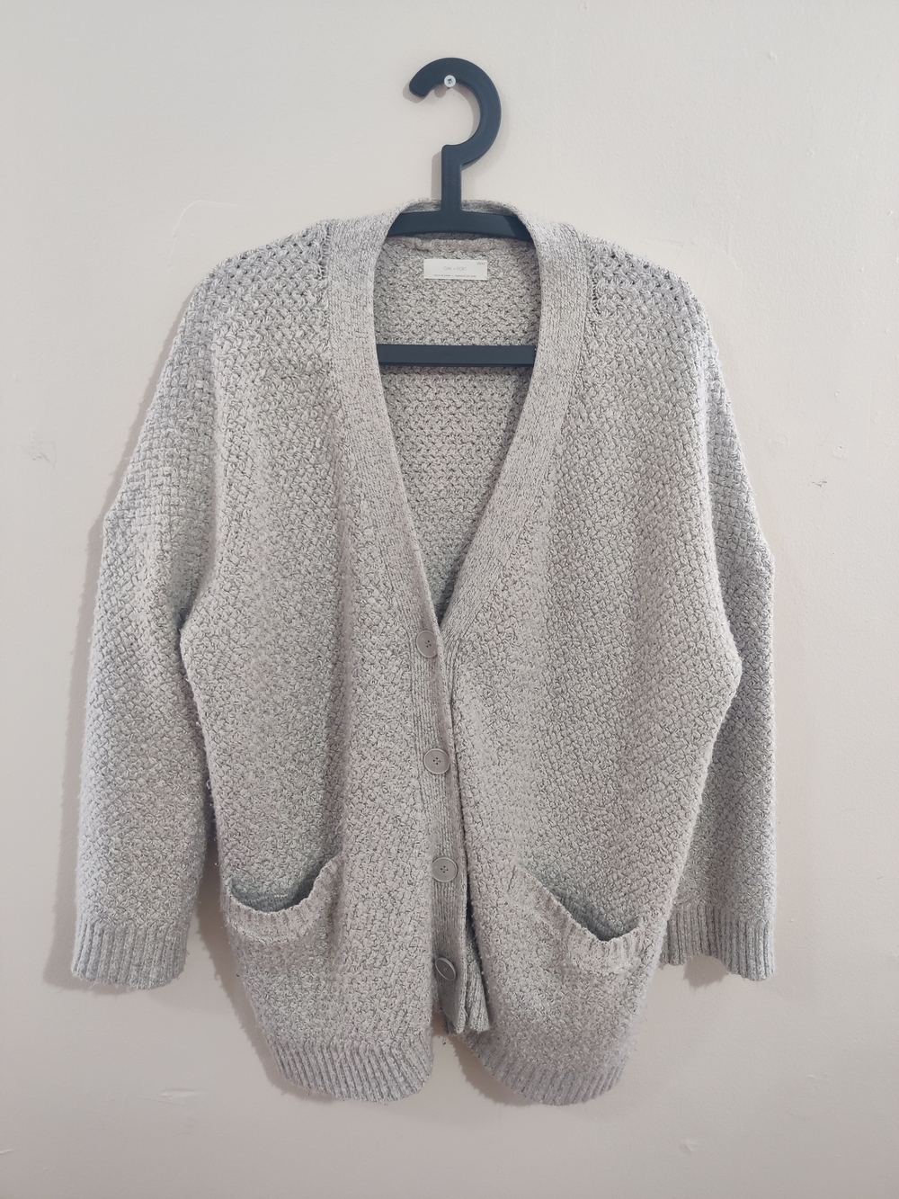 Oversized Light Gray Women’s Button Cardigan Sweater